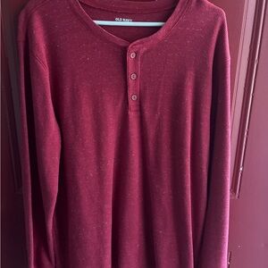 Old Navy Burgundy Ribbed Thermal Henley